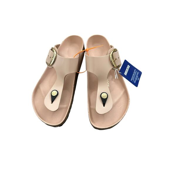 Birkenstock Gizeh Big Buckle Natural Leather Patent High Shine Light Beige EU 37 - Picture 2 of 11